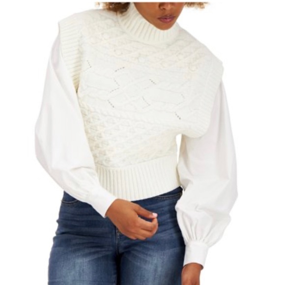 NWT INC sleeveless white knit sweater vest - Picture 4 of 4